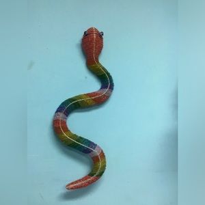 NWT 25” long rainbow snake wall or tabletop figurine glass beads